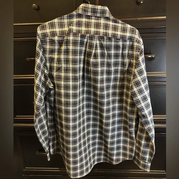 RALPH LAUREN Men’s Navy Green Red White Plaid Long Sleeve Button Down Shirt Sz L
